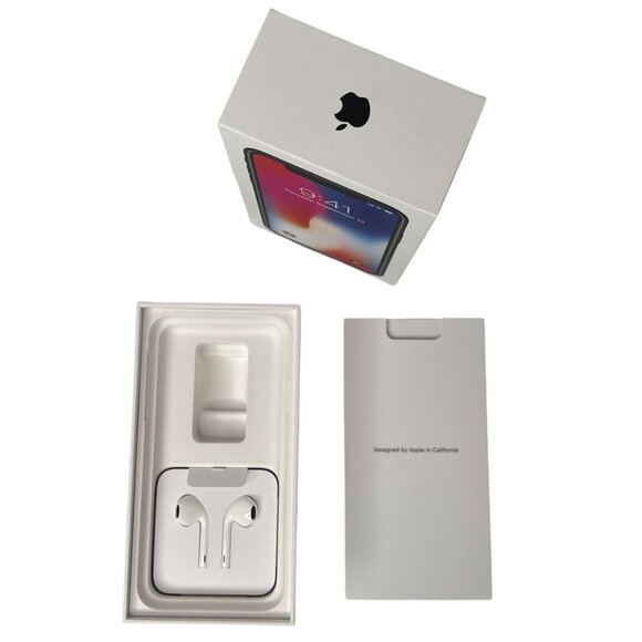 iPhone X 256 GB Space Gray Apple EMPTY RETAIL BOX EarPods Stickers Manual - Picture 5 of 6
